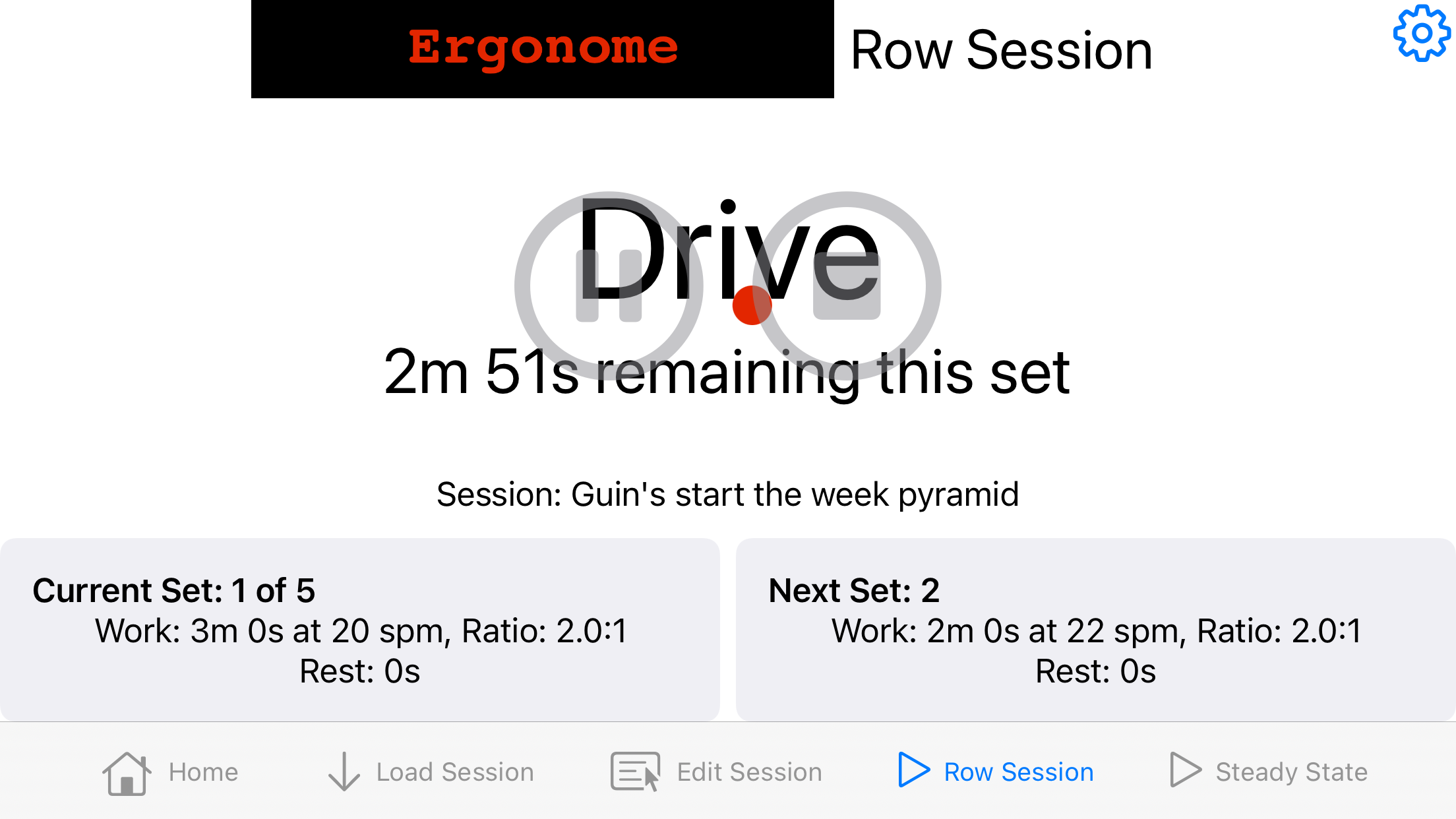row session drive screen landscape