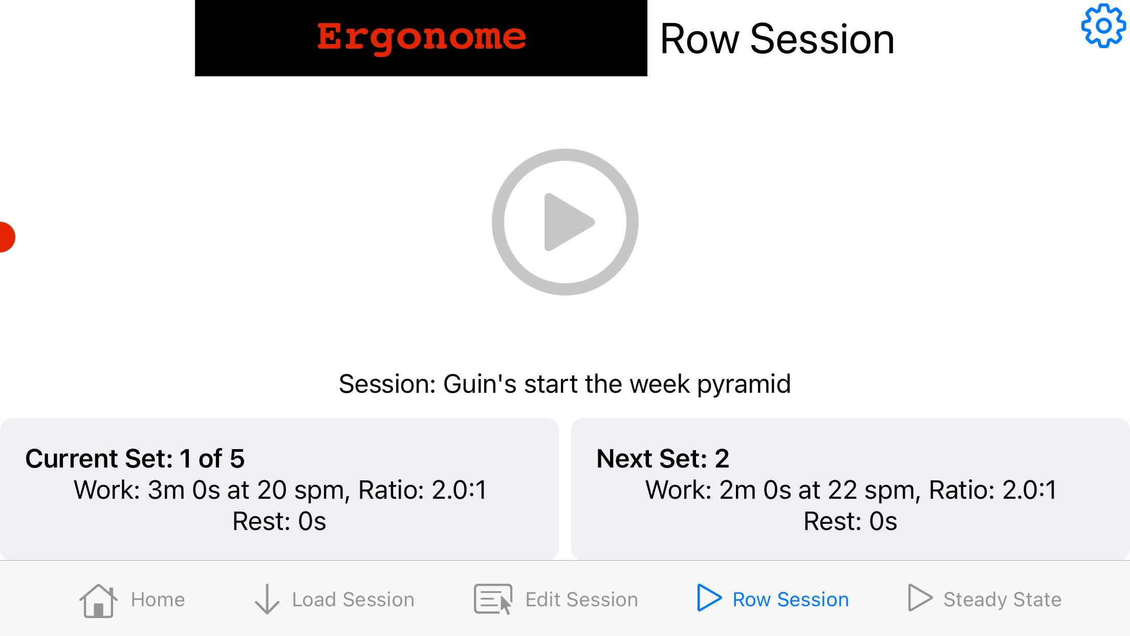 row session screen landscape